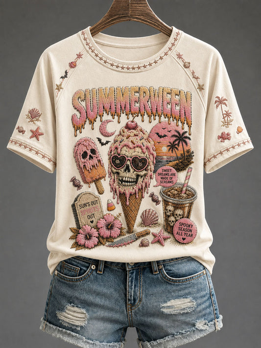 Women's Summerween Print Casual T-Shirt