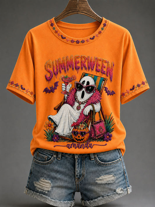 Women's Summerween Print Casual T-Shirt