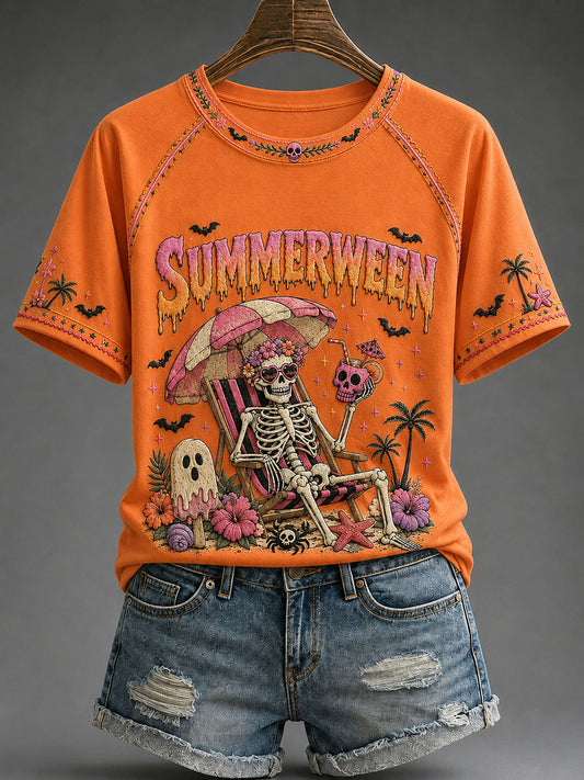 Women's Summerween Print Casual T-Shirt