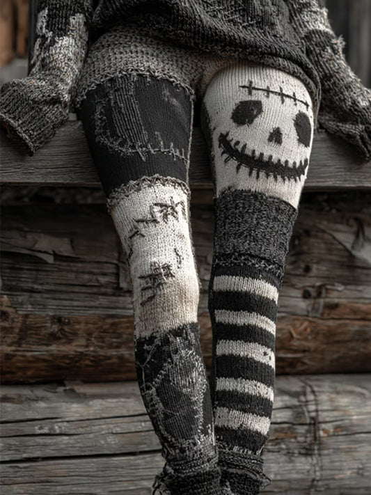 Women's Halloween Patchwork Print Leggings