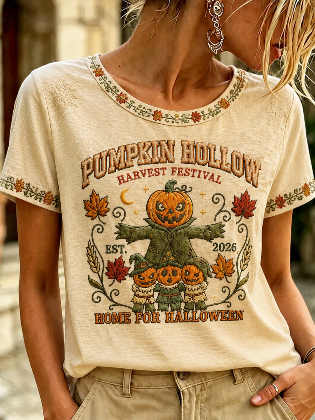 Women's Autumn Halloween Short-sleeved T-shirt