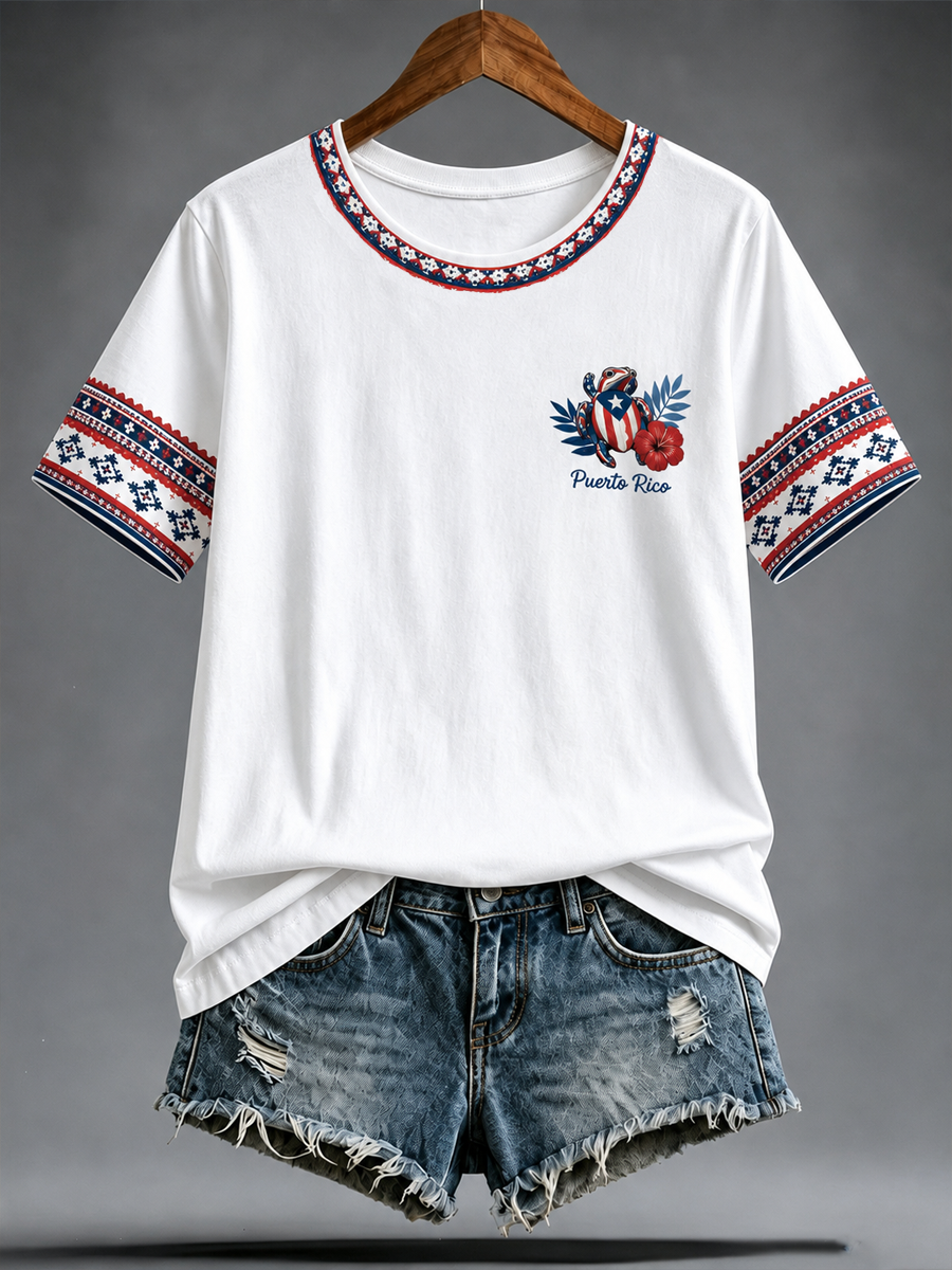 Women's Puerto Rico Printed short-sleeved T-shirt