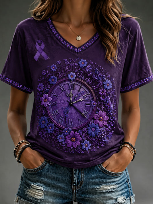 Women's Forget-me-not  round neck short sleeve T-shirt