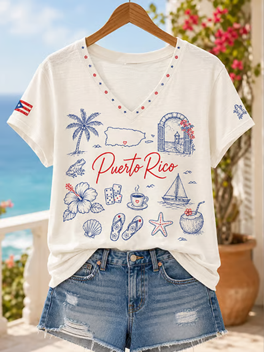 Women's Puerto Rico Printed short-sleeved T-shirt