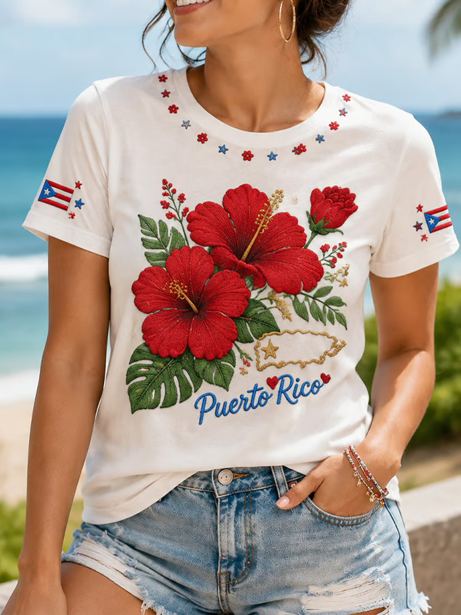Women's Puerto Rico Printed short-sleeved T-shirt