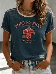 Women's Puerto Rico Printed short-sleeved T-shirt