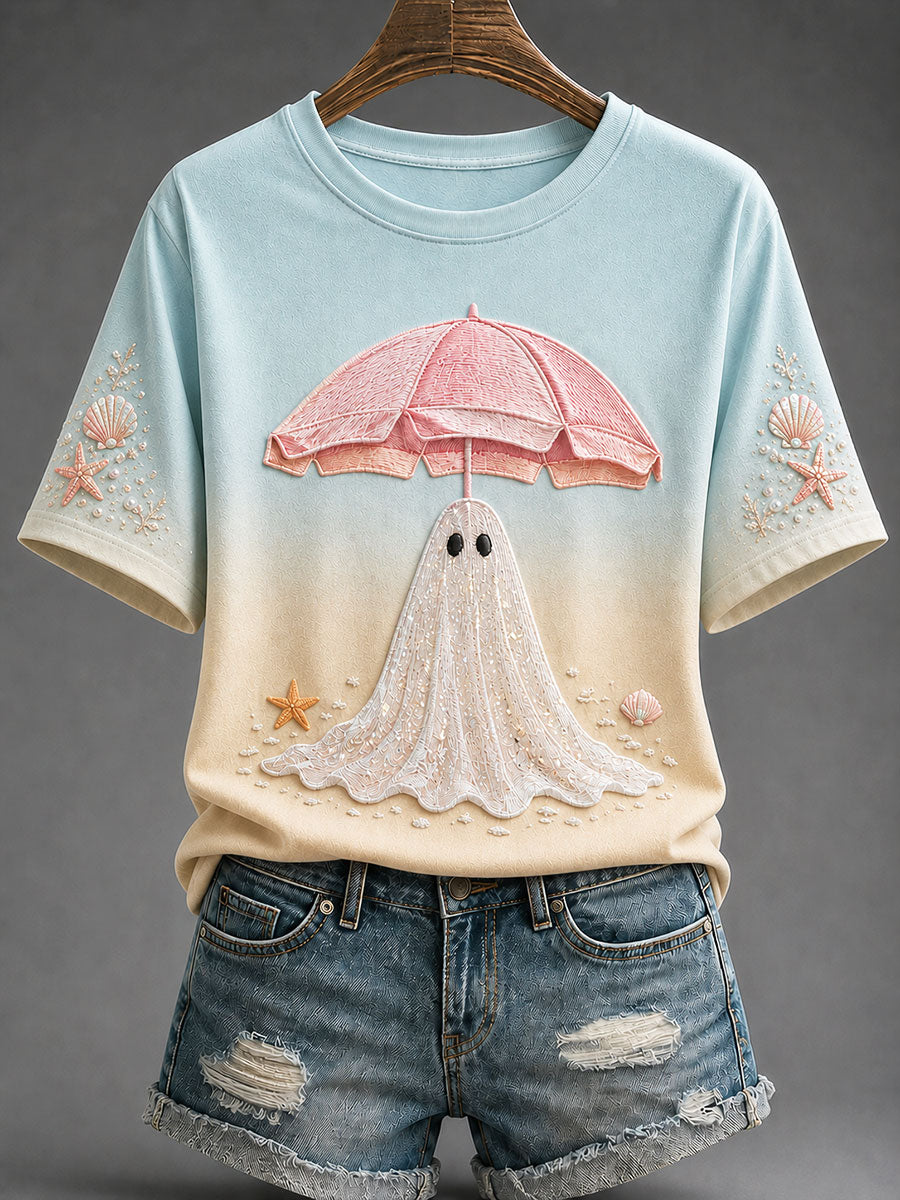 Women's Halloween Ghost Print Casual T-shirt