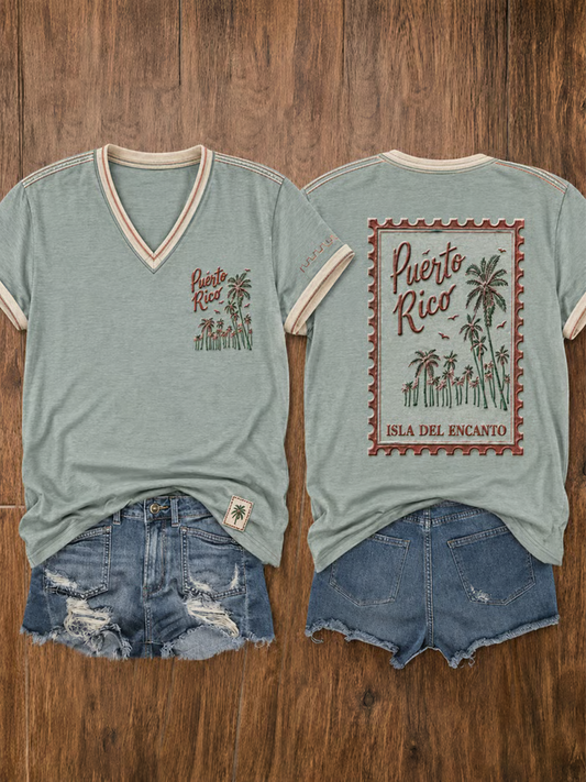 Women's Puerto Rico Printed short-sleeved T-shirt