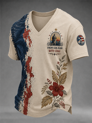 Men's Puerto Rico Printed V-neck T-shirt