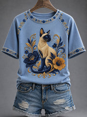 Women’s Cute Cat Print Casual T-Shirt