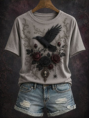 Women's Gothic Style Floral T-Shirt