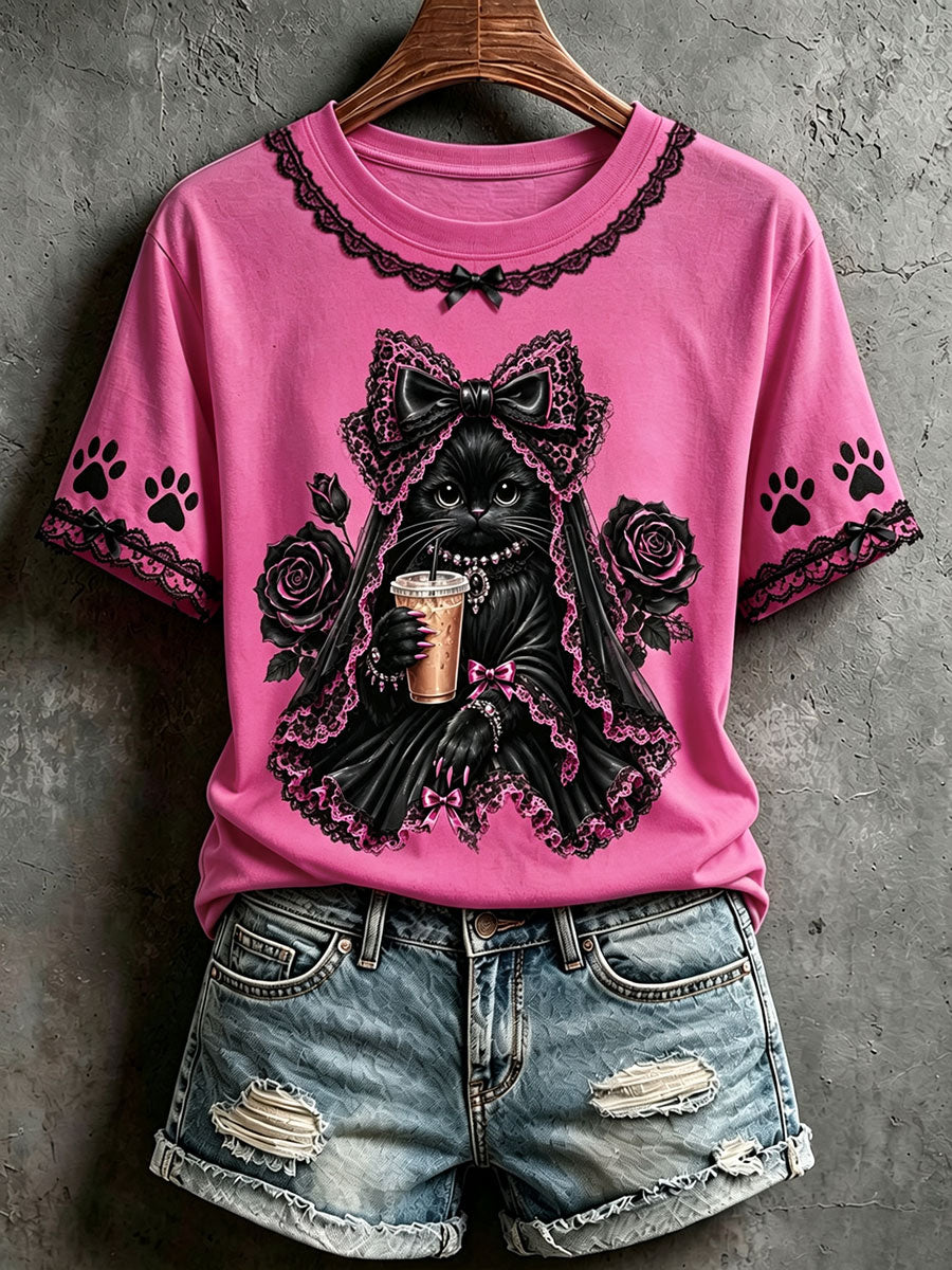 Women's Halloween Black Cat T-shirts
