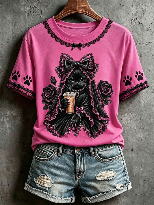 Women's Halloween Black Cat T-shirts