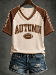 Women's Autumn Football Season  V-neck T-shirt