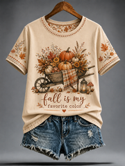 Women's fall is my favorite color Peinted short-sleeved T-shirt