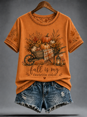 Women's fall is my favorite color Peinted short-sleeved T-shirt