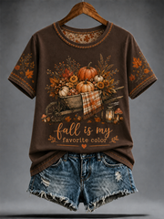 Women's fall is my favorite color Peinted short-sleeved T-shirt