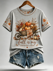 Women's fall is my favorite color Peinted short-sleeved T-shirt