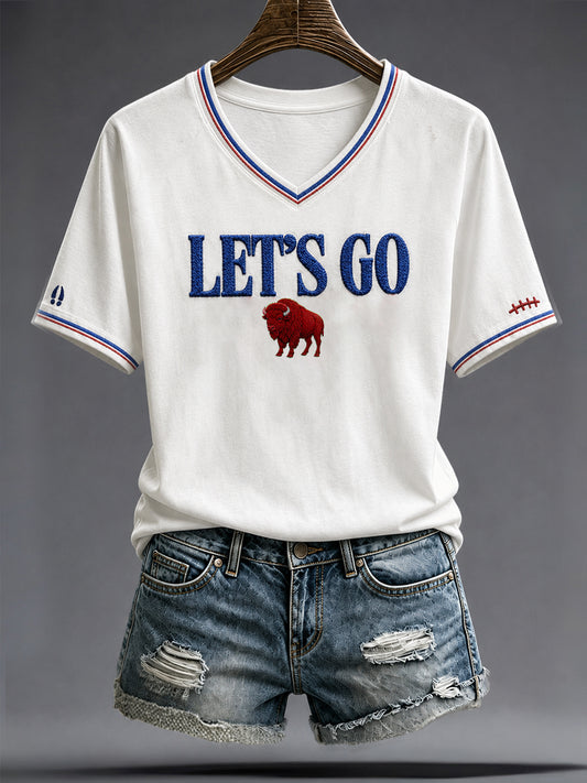 Women's Football Lover Bulls Buffalo Art Printed T-shirt
