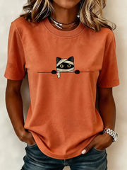 Women's Cat Print Casual T-Shirt