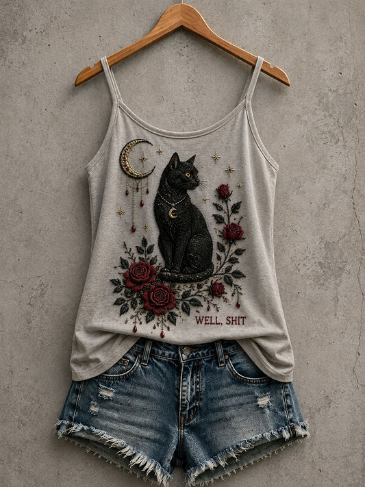Women's Gothic Black Cat Tank Top