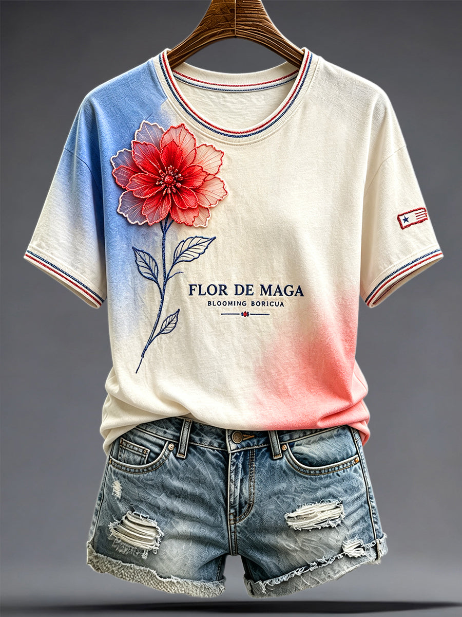 Women's Puerto Rico Art Printed T-shirt