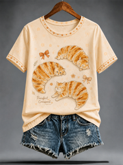 Women's Cute cat printed short-sleeved T-shirt