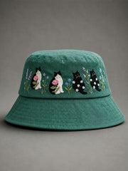 Unisex Floral Cats Bucket Hats