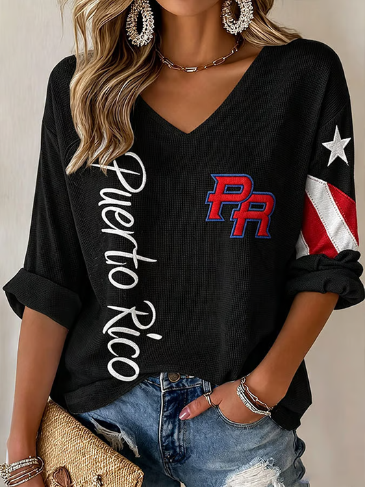 Women's Puerto Rico Printed Waffle T-shirt