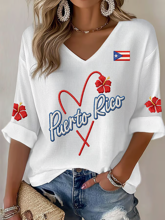 Women's Puerto Rico Printed Waffle T-shirt