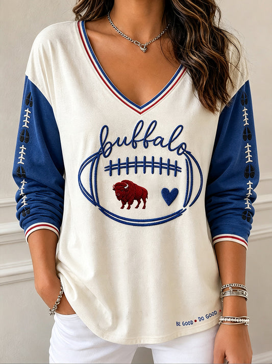 Women's Football Lover Bulls Be Good Art Printed T-shirt