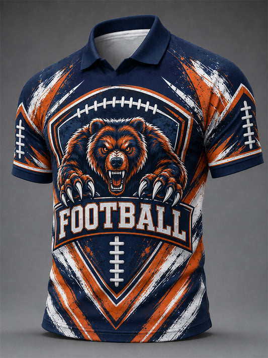 Men's Football Gameday Gift For Football Fans Print Casual Polo
