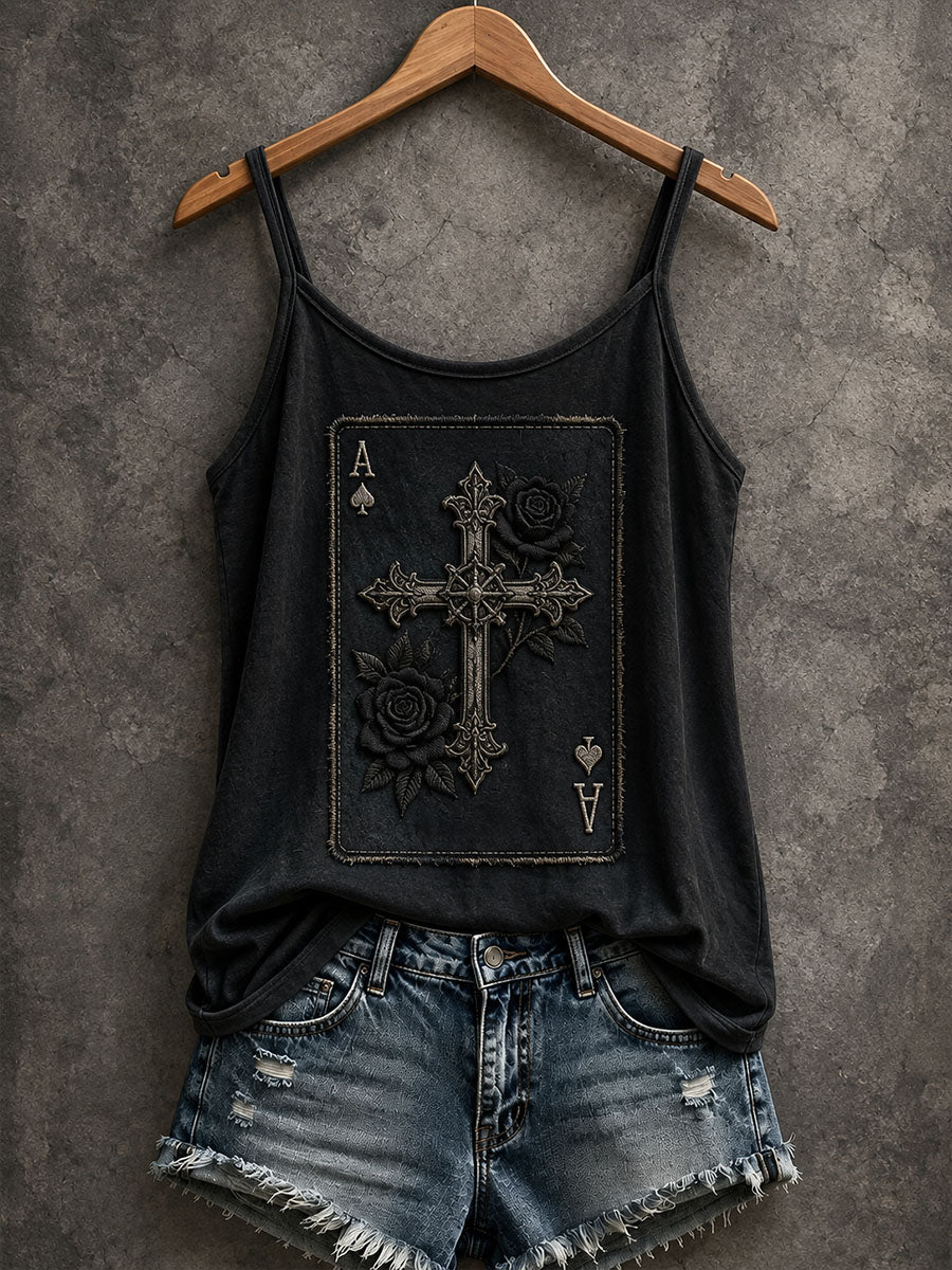Women's Christian Cross Playing Cards Tank Top