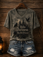 Women’s Hello Darkness My Old Friend Halloween Print T-shirt