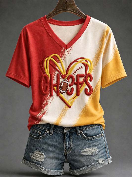 Women's Football Fan Print Casual T-Shirt