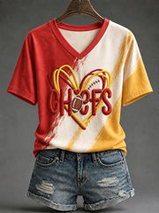 Women's Football Fan Print Casual T-Shirt