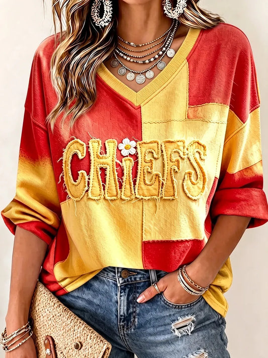 Women's Football Fan Print Casual T-Shirt
