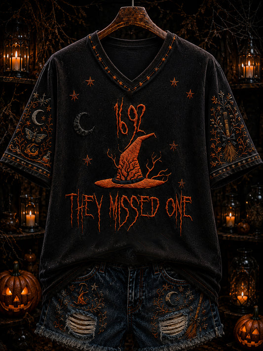 Women's “1692 they messed one ” Printed V-neck T-shirt
