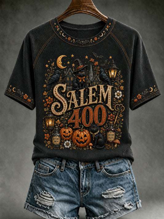 Women's Vintage Halloween O-neck Short Sleeve T-shirt