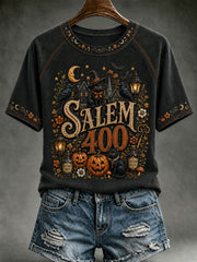 Women's Vintage Halloween O-neck Short Sleeve T-shirt