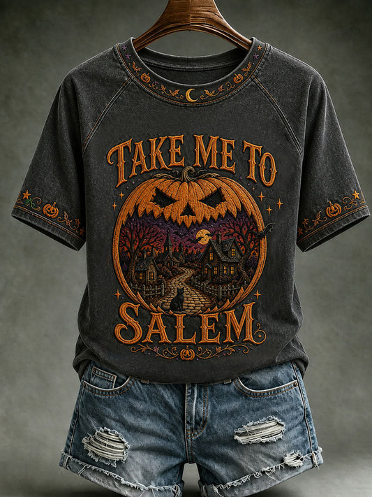 Women's Vintage Halloween O-neck Short Sleeve T-shirt