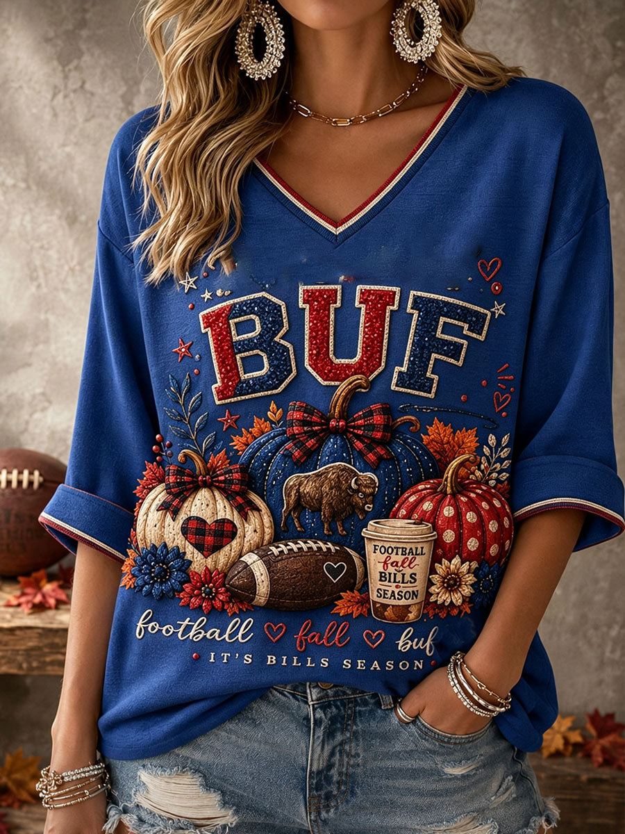 Women's Football Lover Bulls BUF Art Printed T-shirt