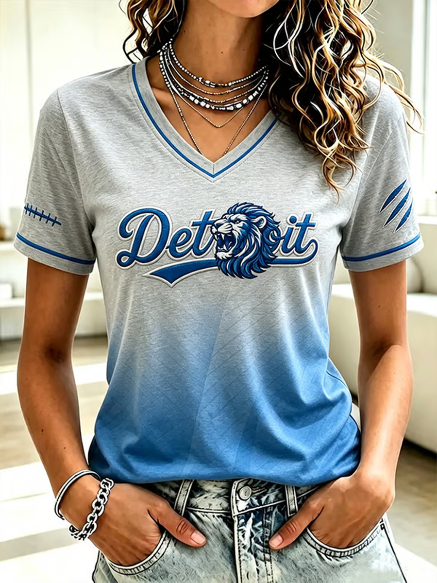 Women's Rugby Fan Lions Printed short-sleeved T-shirt