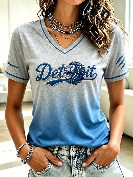 Women's Rugby Fan Lions Printed short-sleeved T-shirt