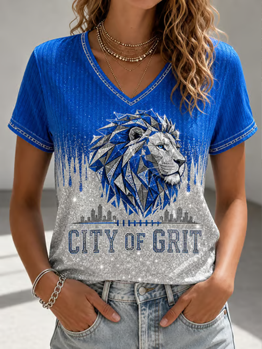 Women's Rugby Fan Lions Printed short-sleeved T-shirt
