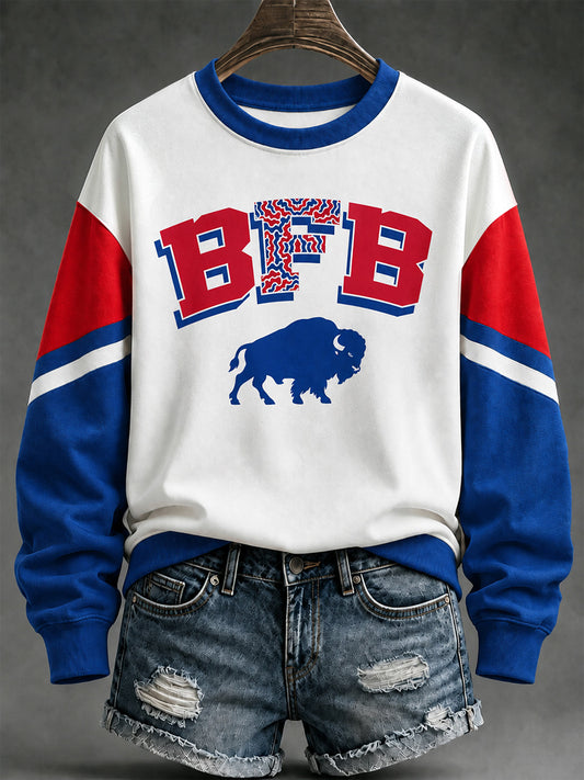 Women's Football Lover Buffalo Print Sweatshirt
