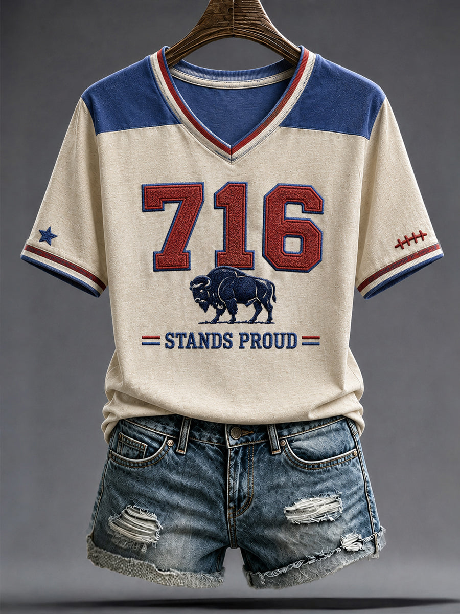Women's Football Lover Bulls BUF Art Printed T-shirt