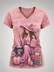 Women's Breast Cancer Halloween Print short-sleeved T-shirt