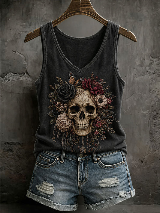 Women's Gothic Skull Print Casual Vest