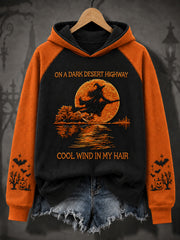 Women's Halloween Witch Pumpkin Bat Casual Loose Long Sleeve Hoodie
